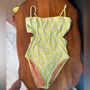 NEW NEVER WORN - JCrew Lime Green One-Piece Swimsuit with Floral Pattern